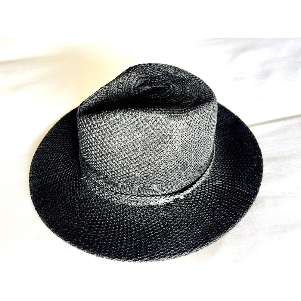 Women's Fedora Hat Black Braided Band One Size Sunhat Vacation Stylish Resort